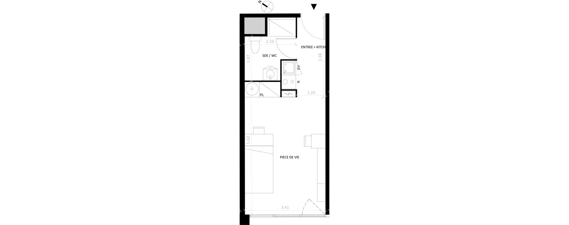Appartement T1 de 27,39 m2 &agrave; Fontainebleau Centre