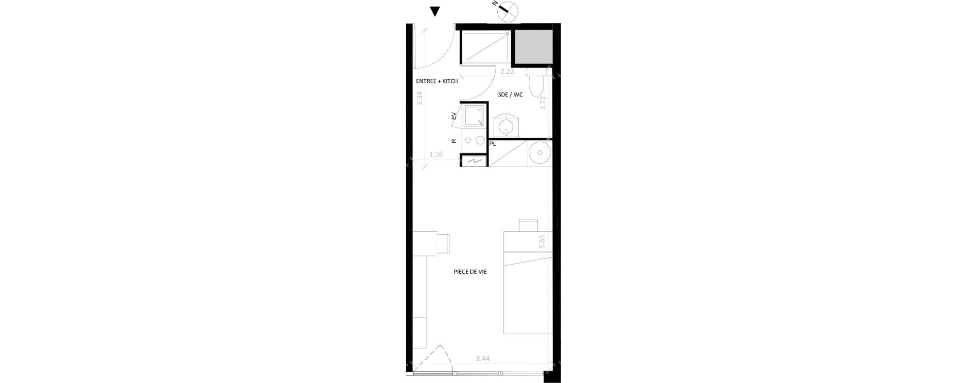 Appartement T1 de 27,38 m2 &agrave; Fontainebleau Centre