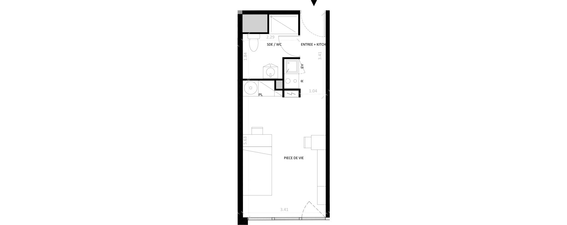 Appartement T1 de 27,03 m2 &agrave; Fontainebleau Centre