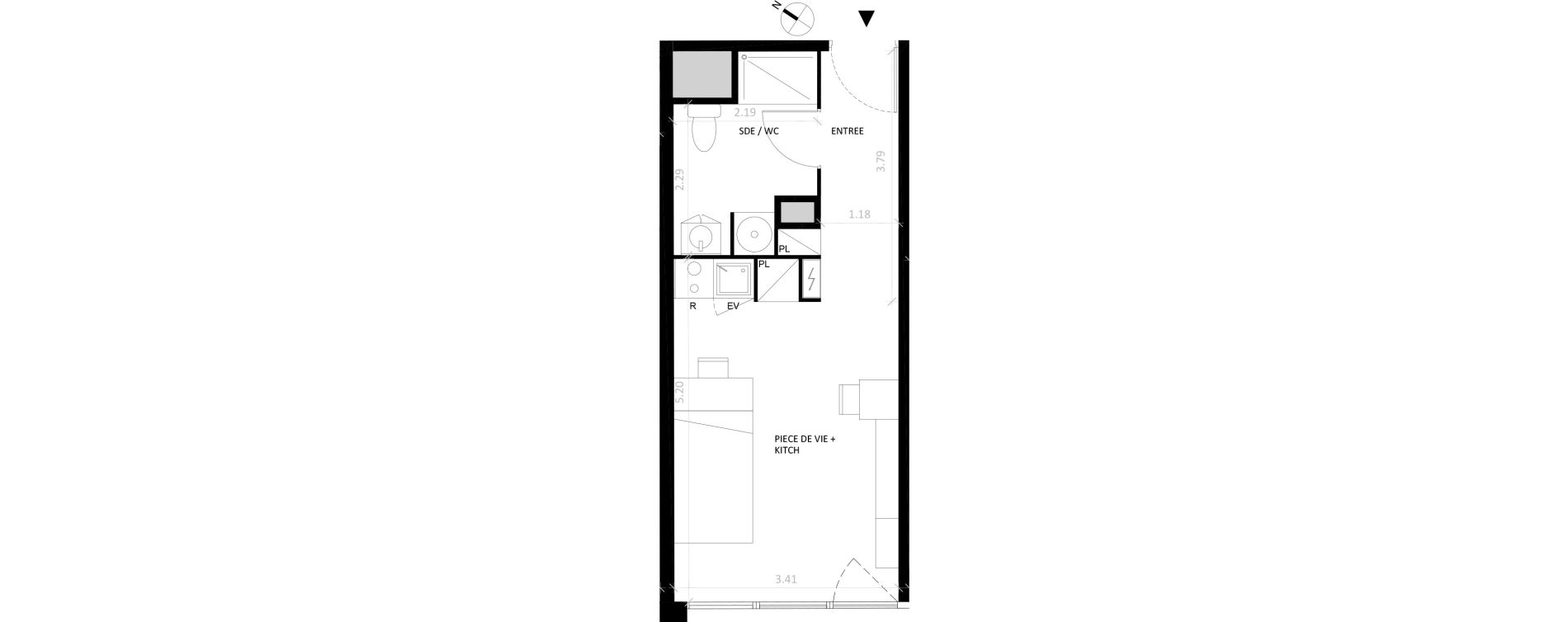 Appartement T1 de 26,96 m2 &agrave; Fontainebleau Centre