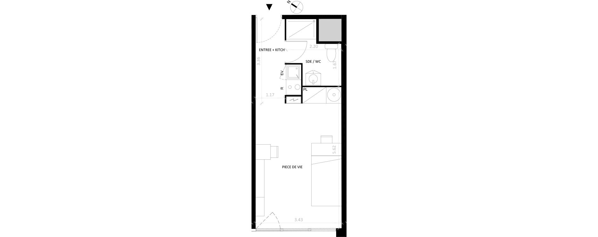 Appartement T1 de 27,23 m2 &agrave; Fontainebleau Centre