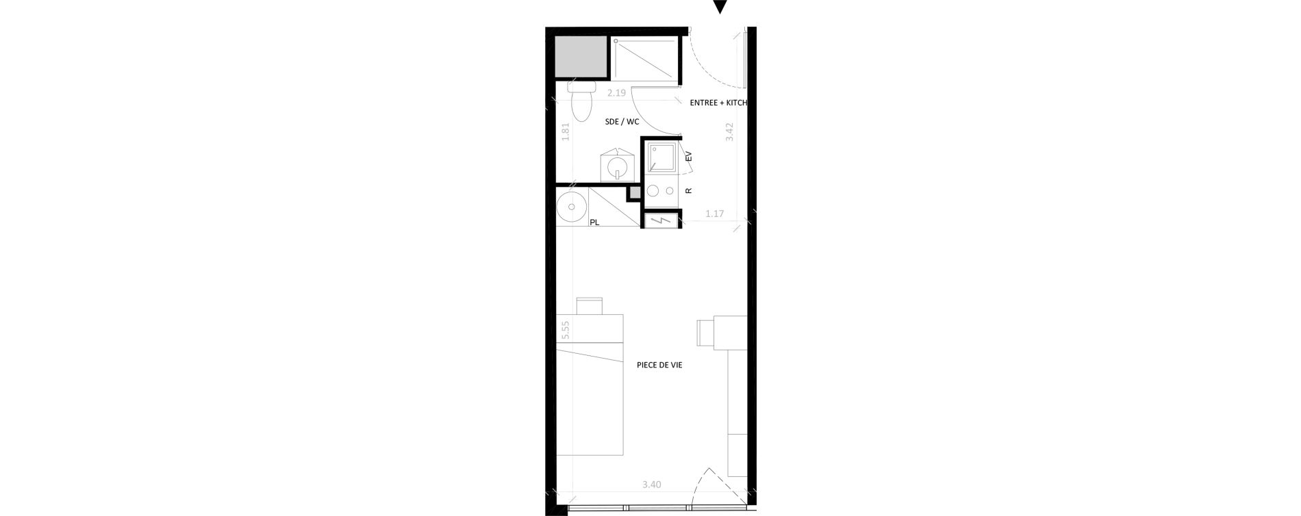 Appartement T1 de 27,14 m2 &agrave; Fontainebleau Centre