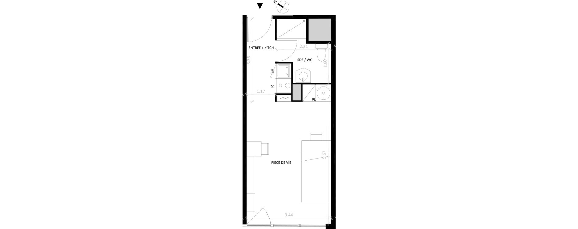 Appartement T1 de 27,01 m2 &agrave; Fontainebleau Centre