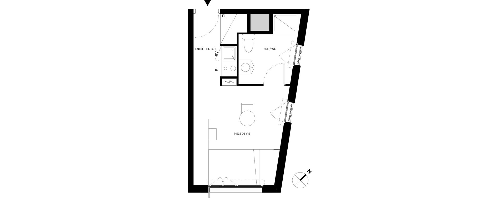 Appartement T1 de 23,75 m2 &agrave; Fontainebleau Centre