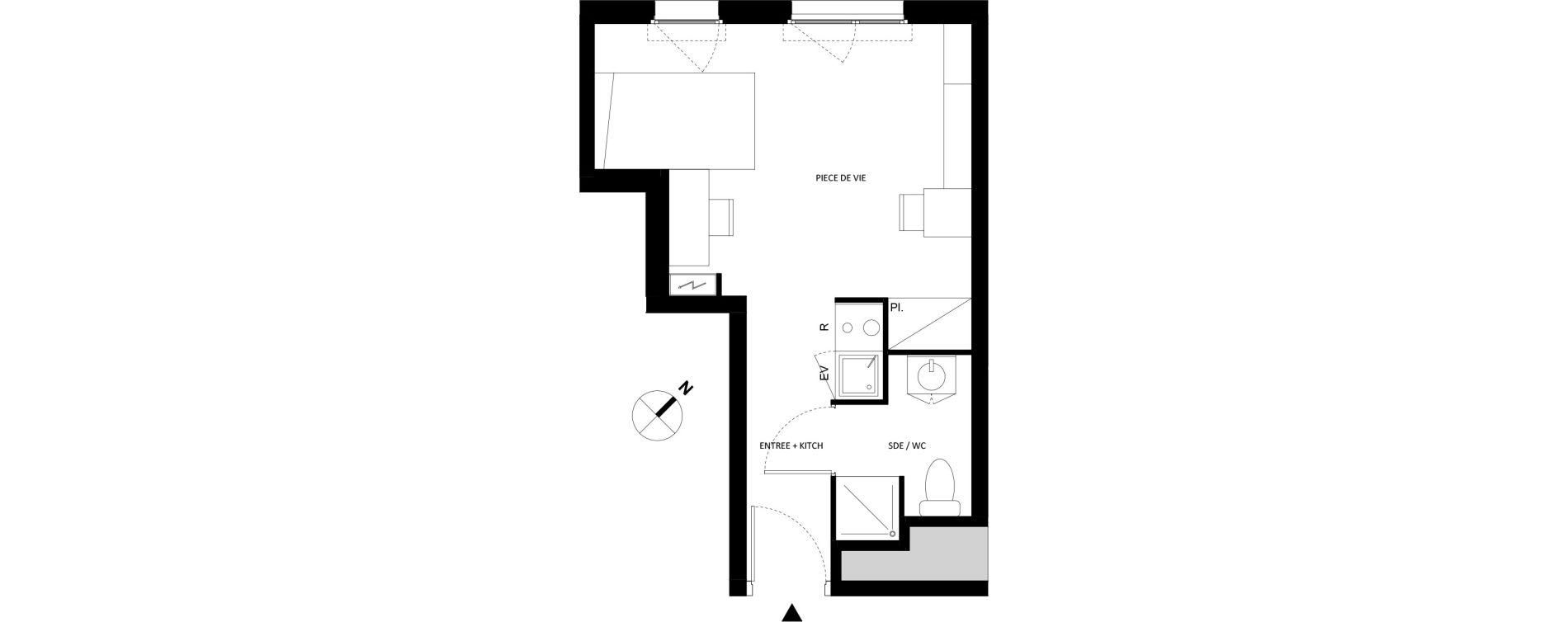 Appartement T1 de 22,97 m2 &agrave; Fontainebleau Centre