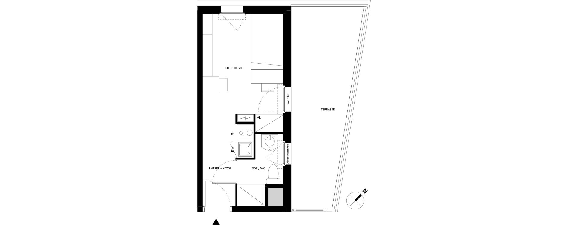 Appartement T1 de 19,27 m2 &agrave; Fontainebleau Centre