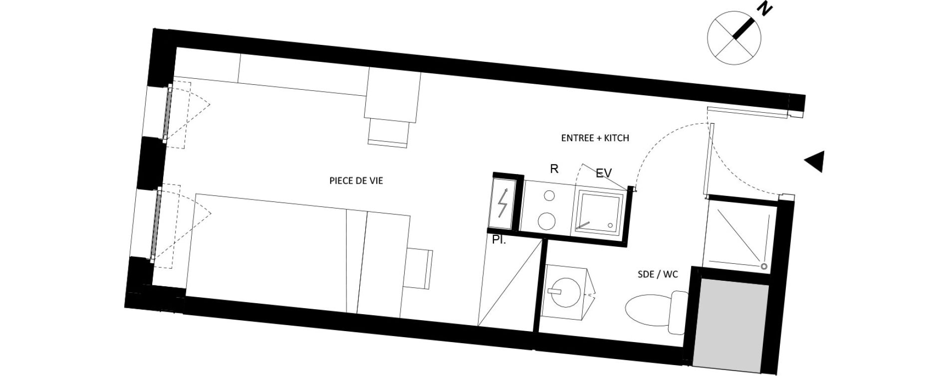 Appartement T1 de 19,32 m2 &agrave; Fontainebleau Centre