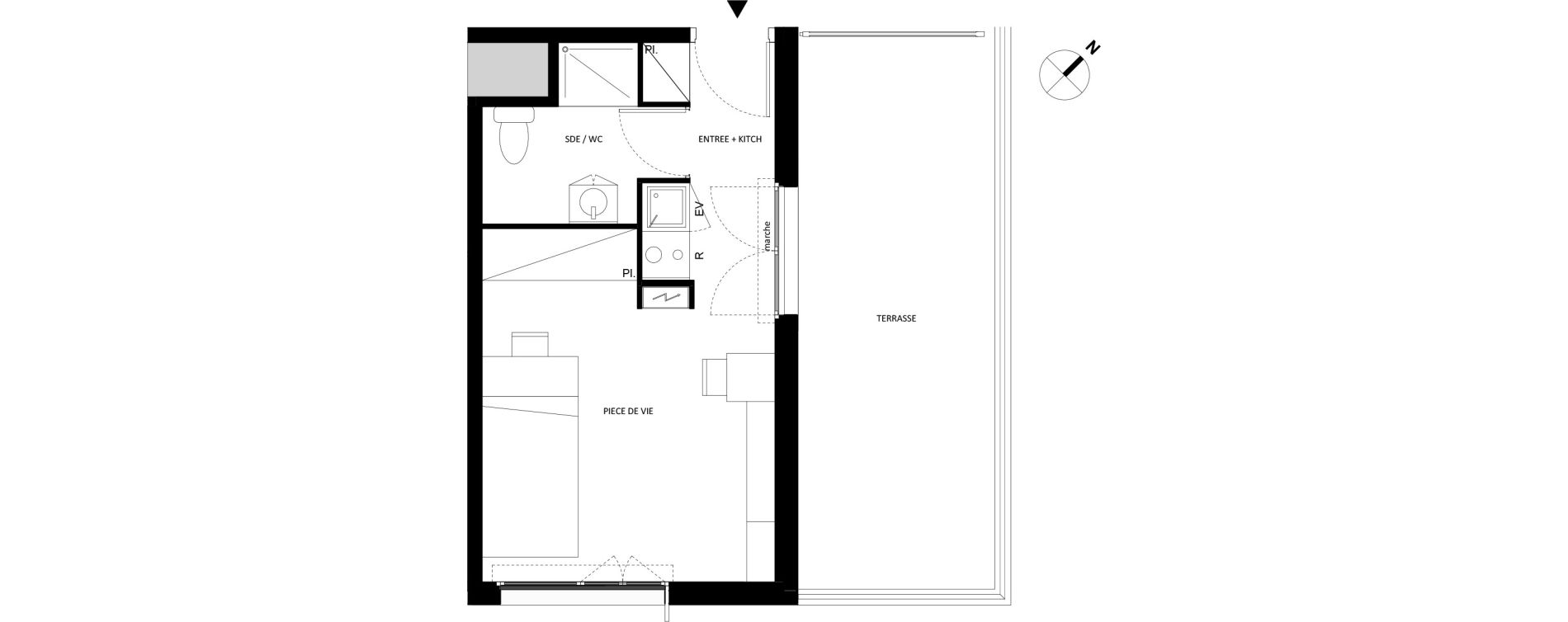 Appartement T1 de 23,42 m2 &agrave; Fontainebleau Centre