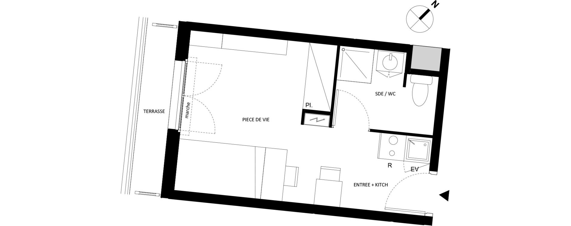 Appartement T1 de 20,95 m2 &agrave; Fontainebleau Centre