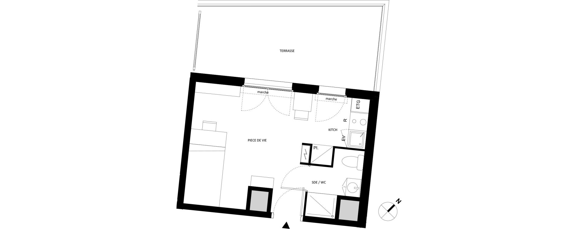 Appartement T1 de 22,13 m2 &agrave; Fontainebleau Centre