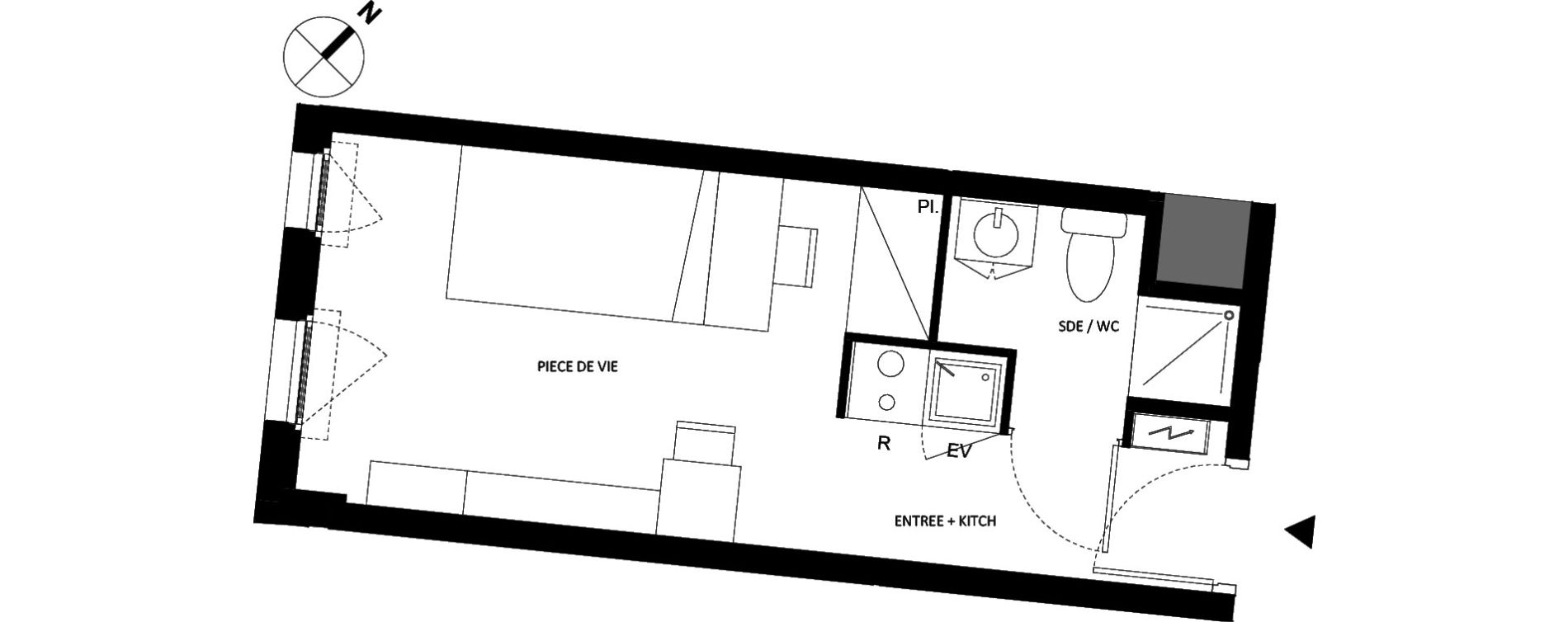 Appartement T1 de 19,56 m2 &agrave; Fontainebleau Centre