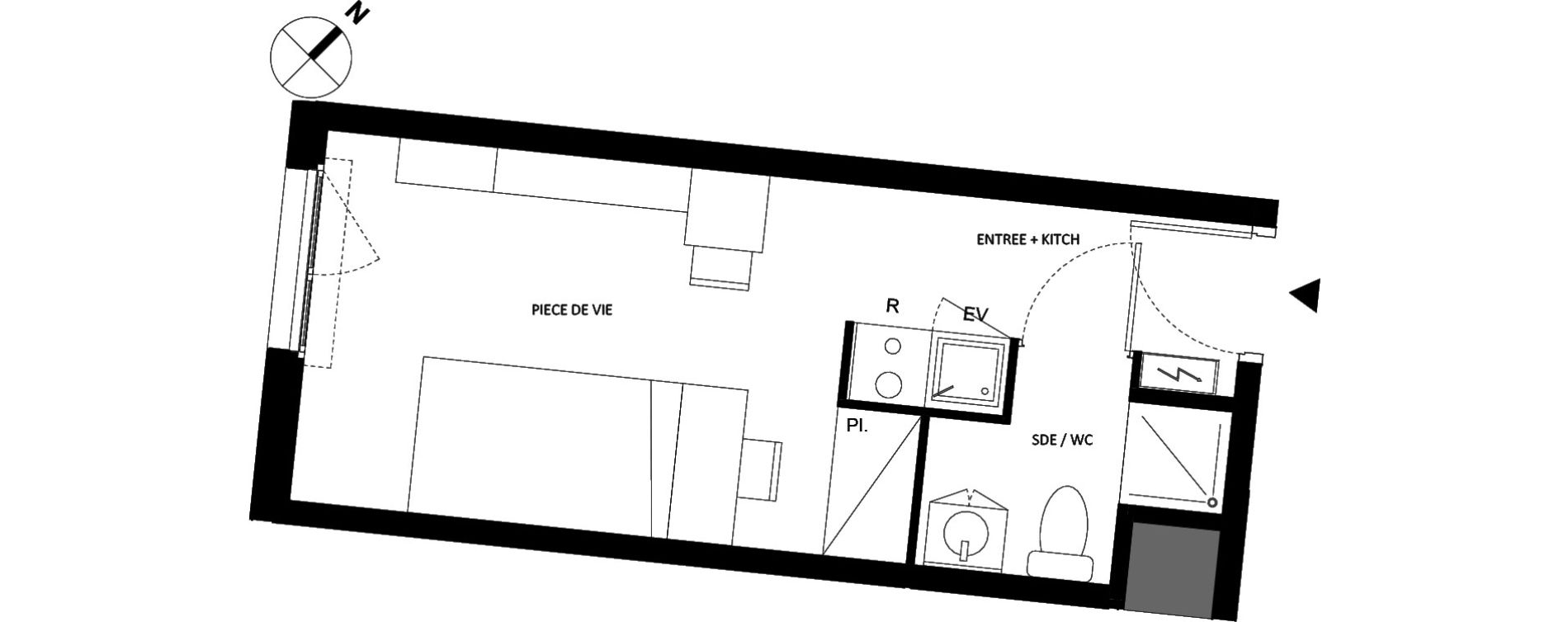 Appartement T1 de 19,58 m2 &agrave; Fontainebleau Centre