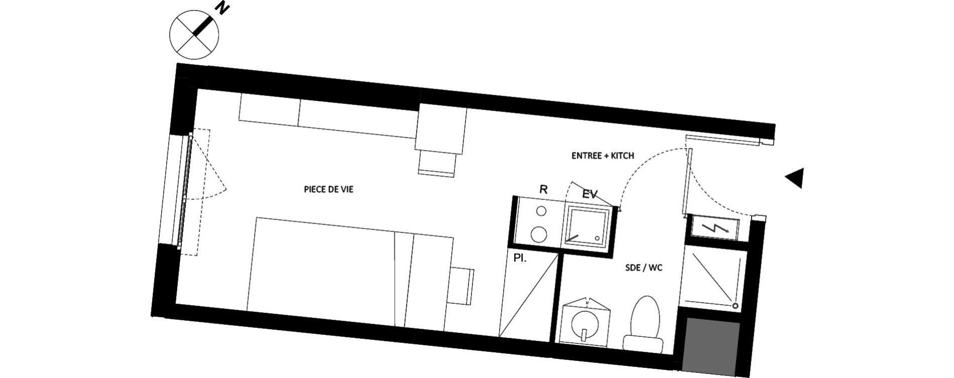 Appartement T1 de 19,26 m2 &agrave; Fontainebleau Centre