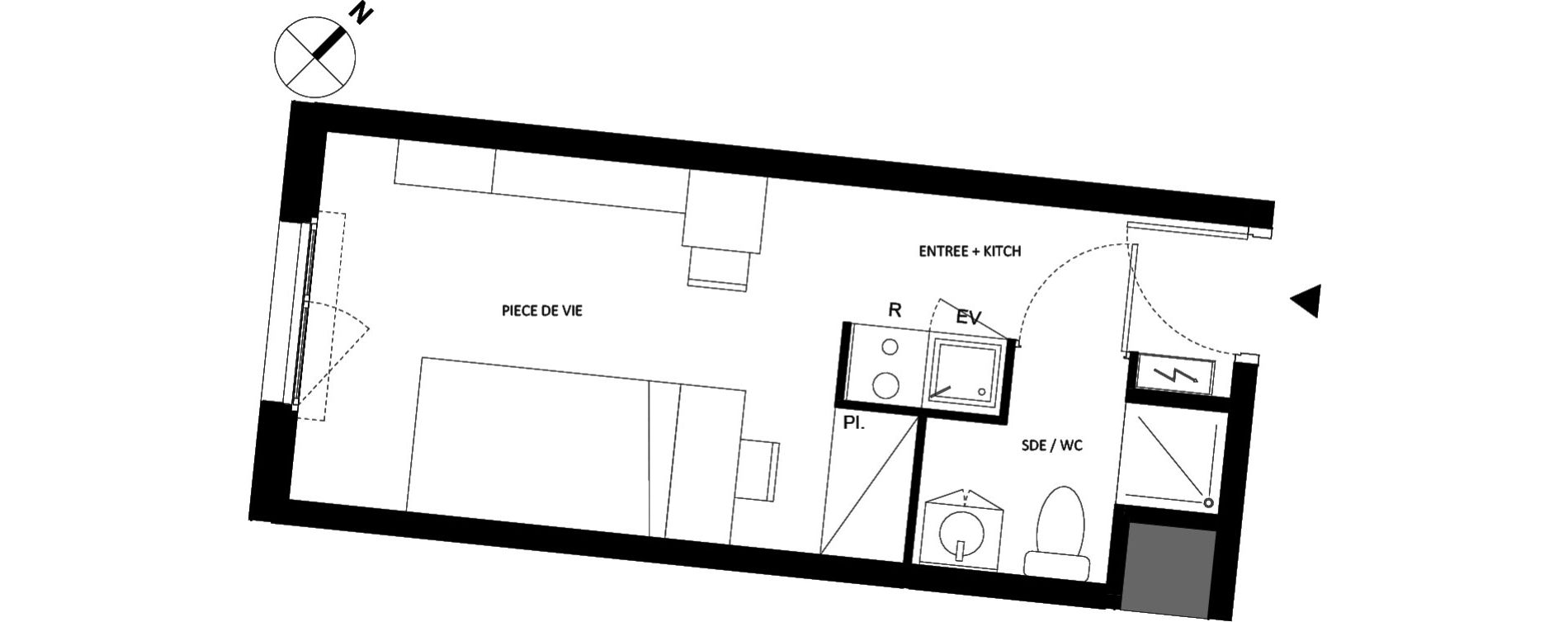 Appartement T1 de 19,57 m2 &agrave; Fontainebleau Centre