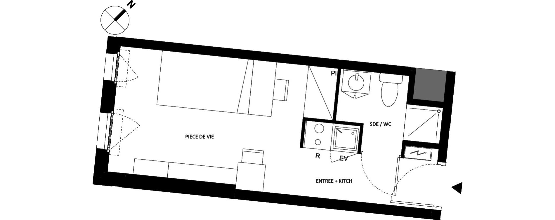 Appartement T1 de 19,31 m2 &agrave; Fontainebleau Centre