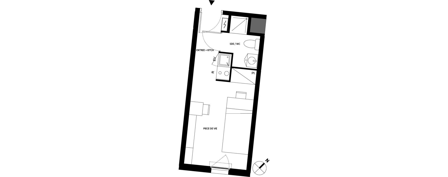 Appartement T1 de 19,00 m2 &agrave; Fontainebleau Centre