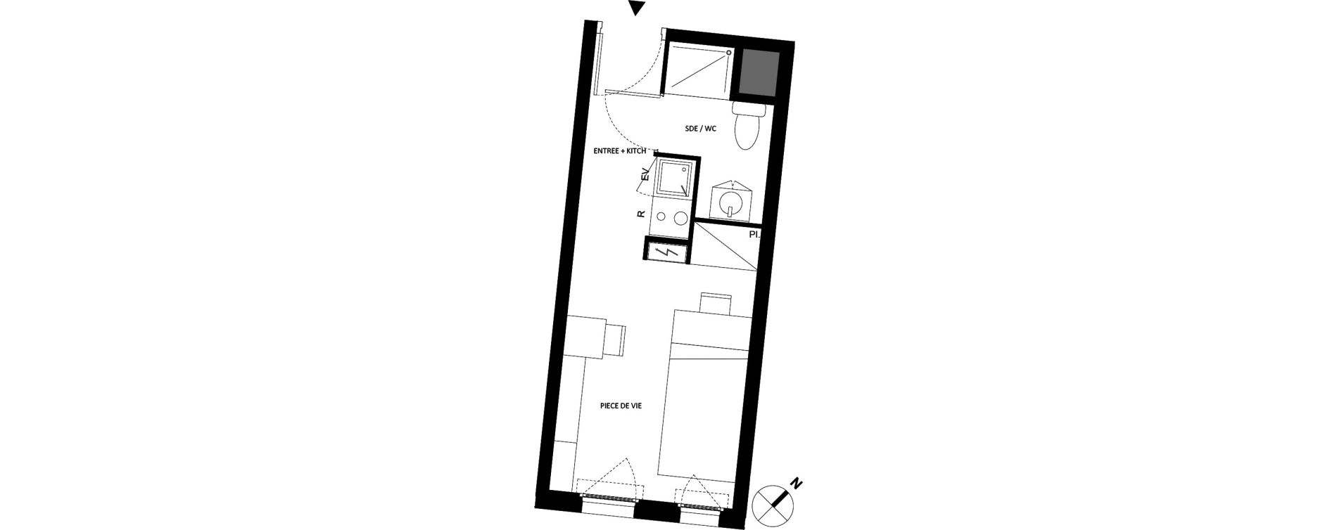 Appartement T1 de 18,48 m2 &agrave; Fontainebleau Centre