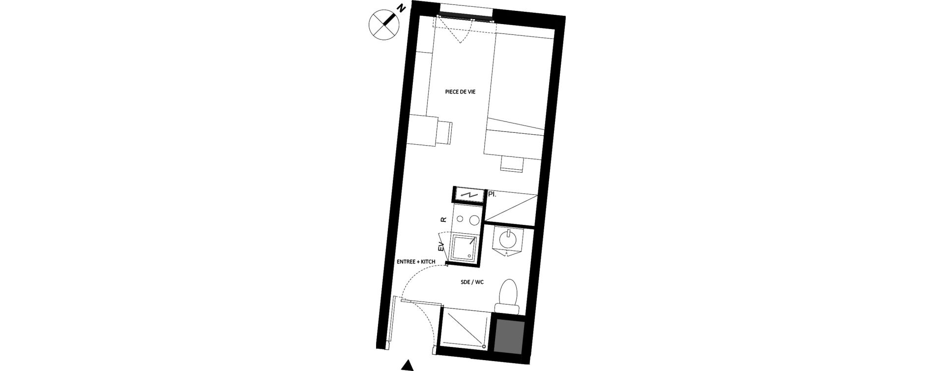 Appartement T1 de 18,06 m2 &agrave; Fontainebleau Centre