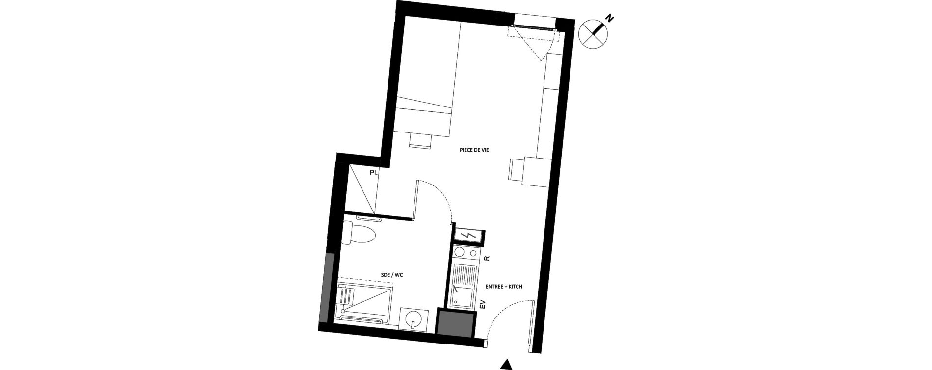 Appartement T1 de 25,51 m2 &agrave; Fontainebleau Centre