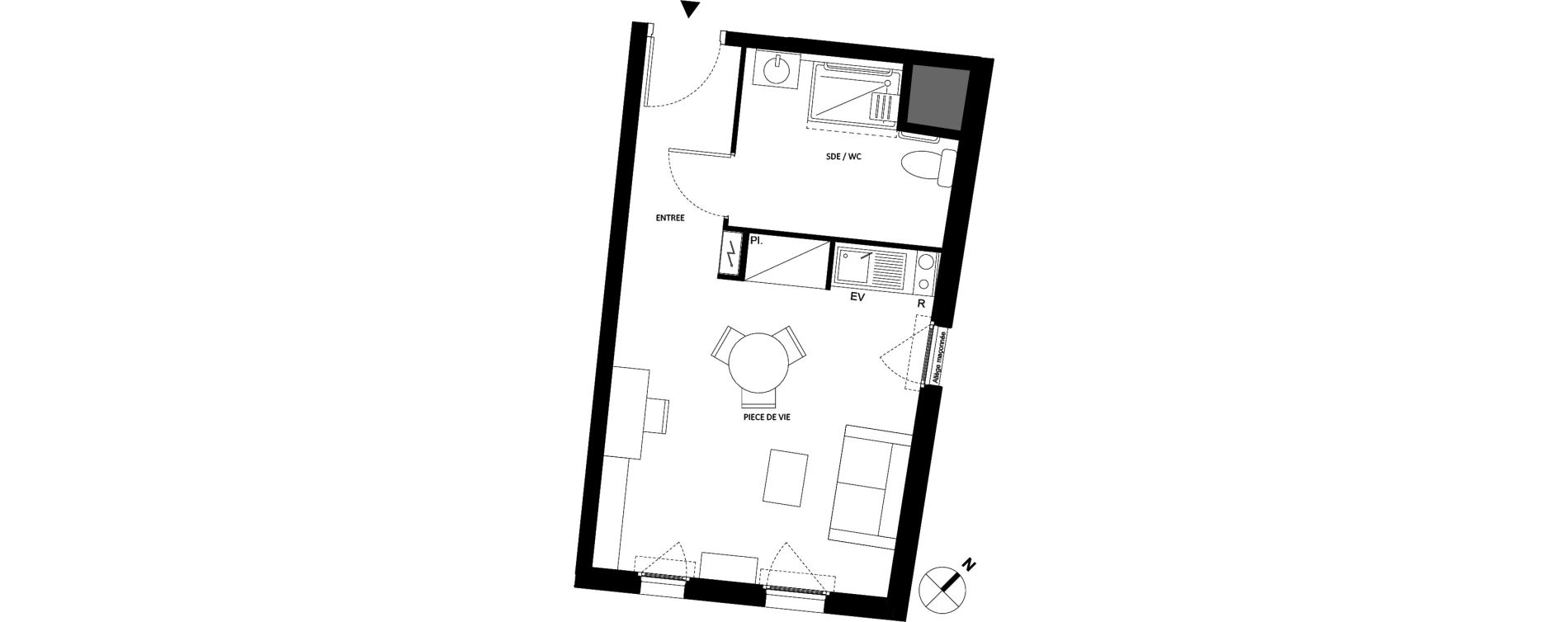 Appartement T1 de 28,47 m2 &agrave; Fontainebleau Centre