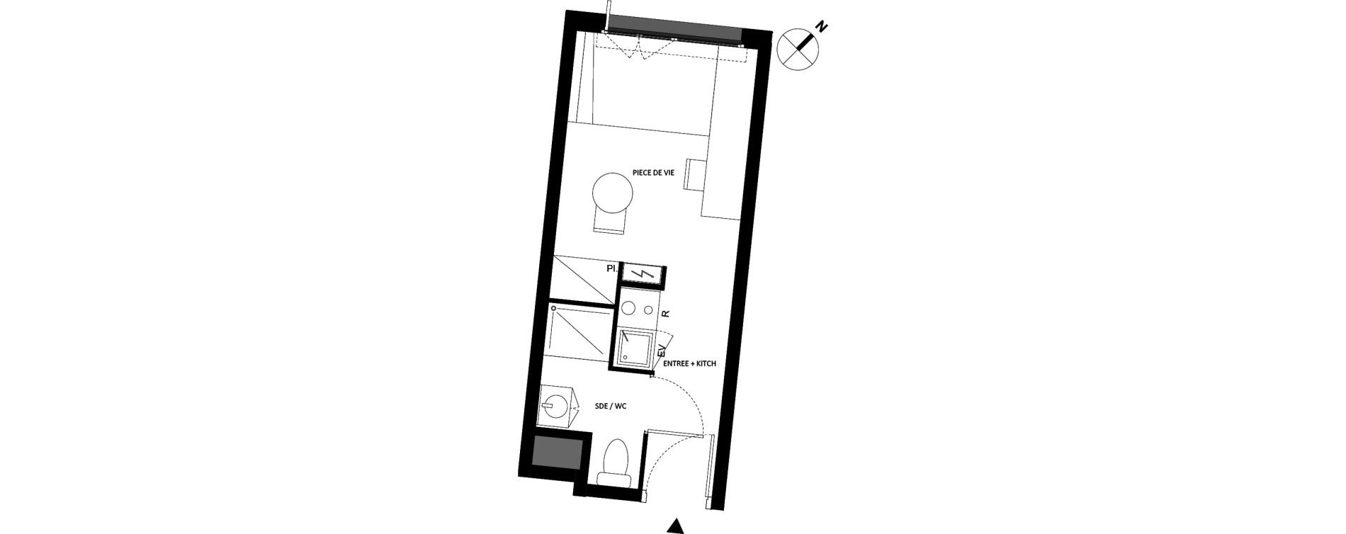 Appartement T1 de 17,48 m2 &agrave; Fontainebleau Centre