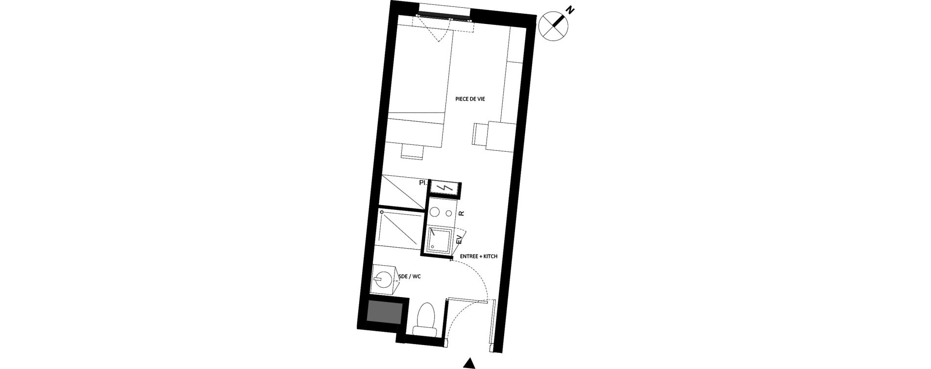 Appartement T1 de 17,48 m2 &agrave; Fontainebleau Centre