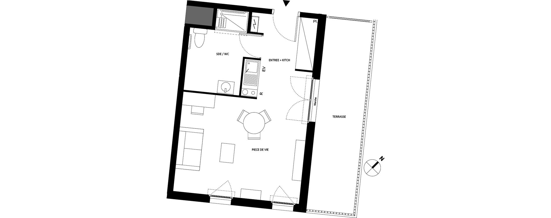 Appartement T1 de 31,38 m2 &agrave; Fontainebleau Centre