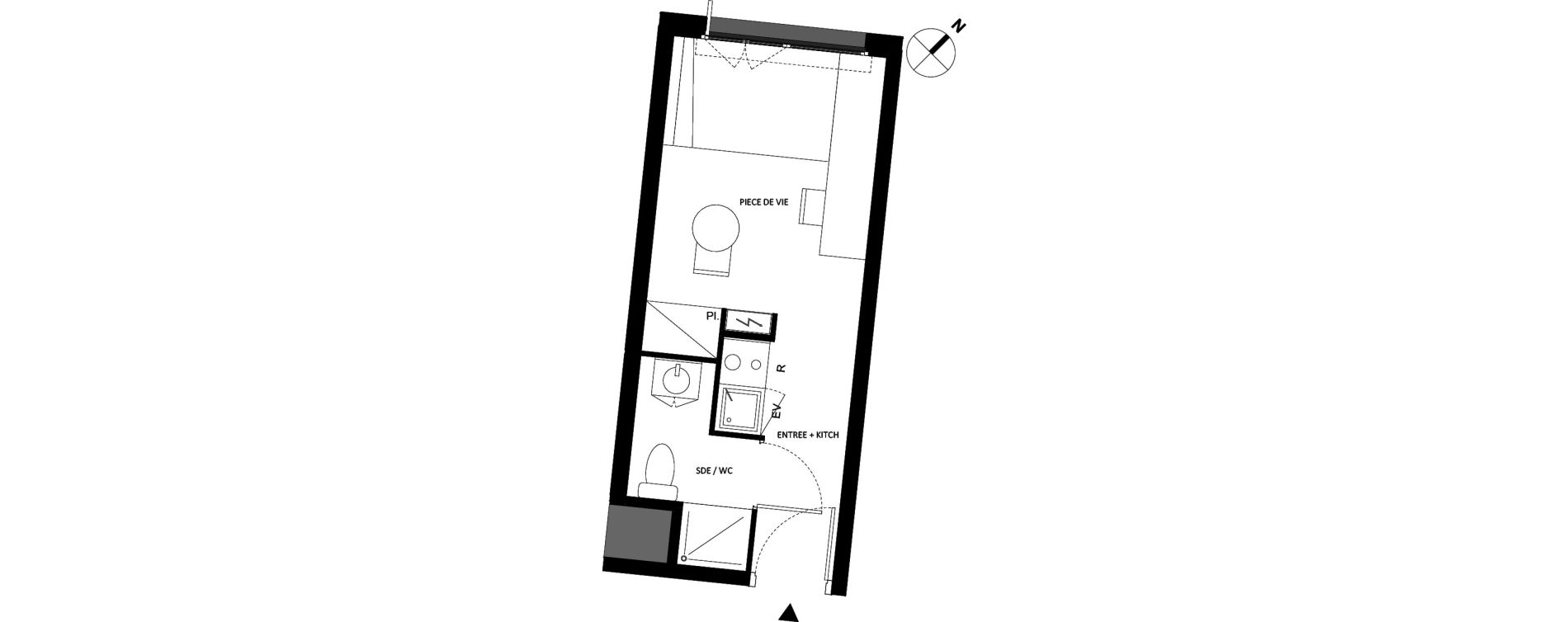 Appartement T1 de 17,55 m2 &agrave; Fontainebleau Centre