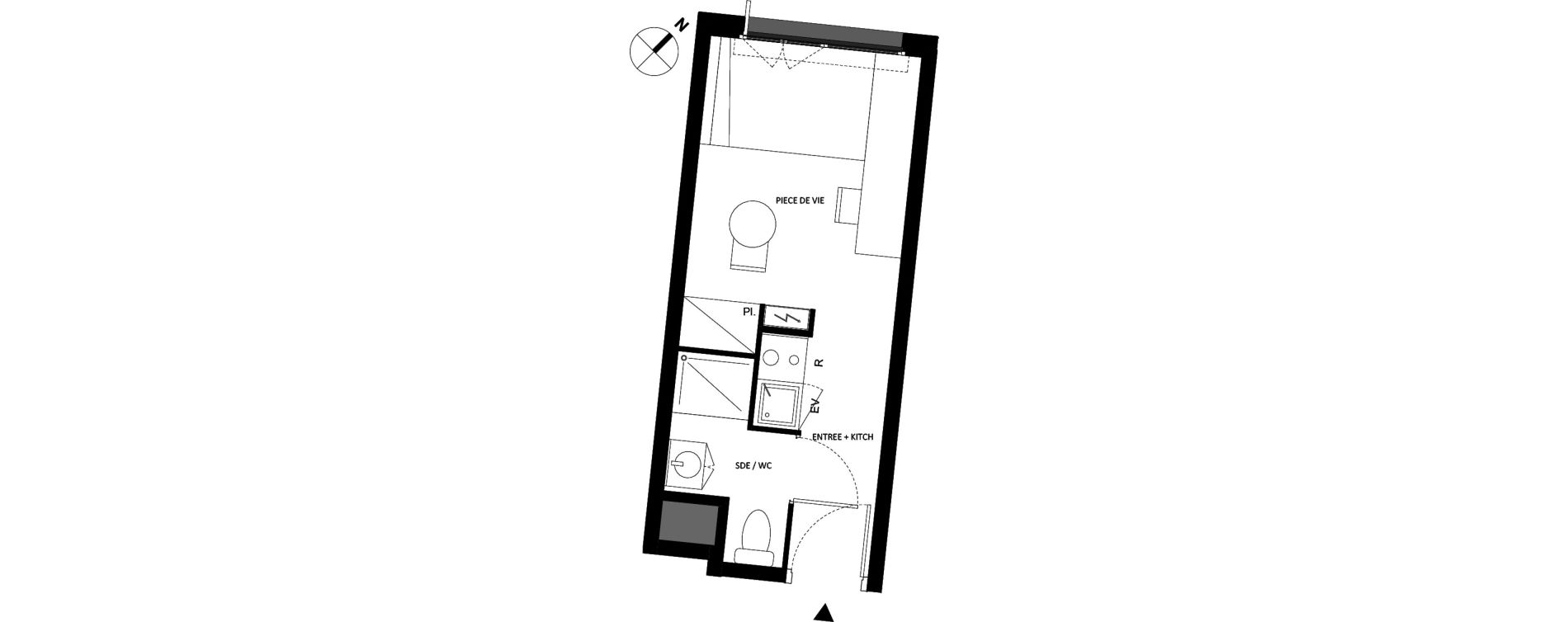 Appartement T1 de 17,43 m2 &agrave; Fontainebleau Centre