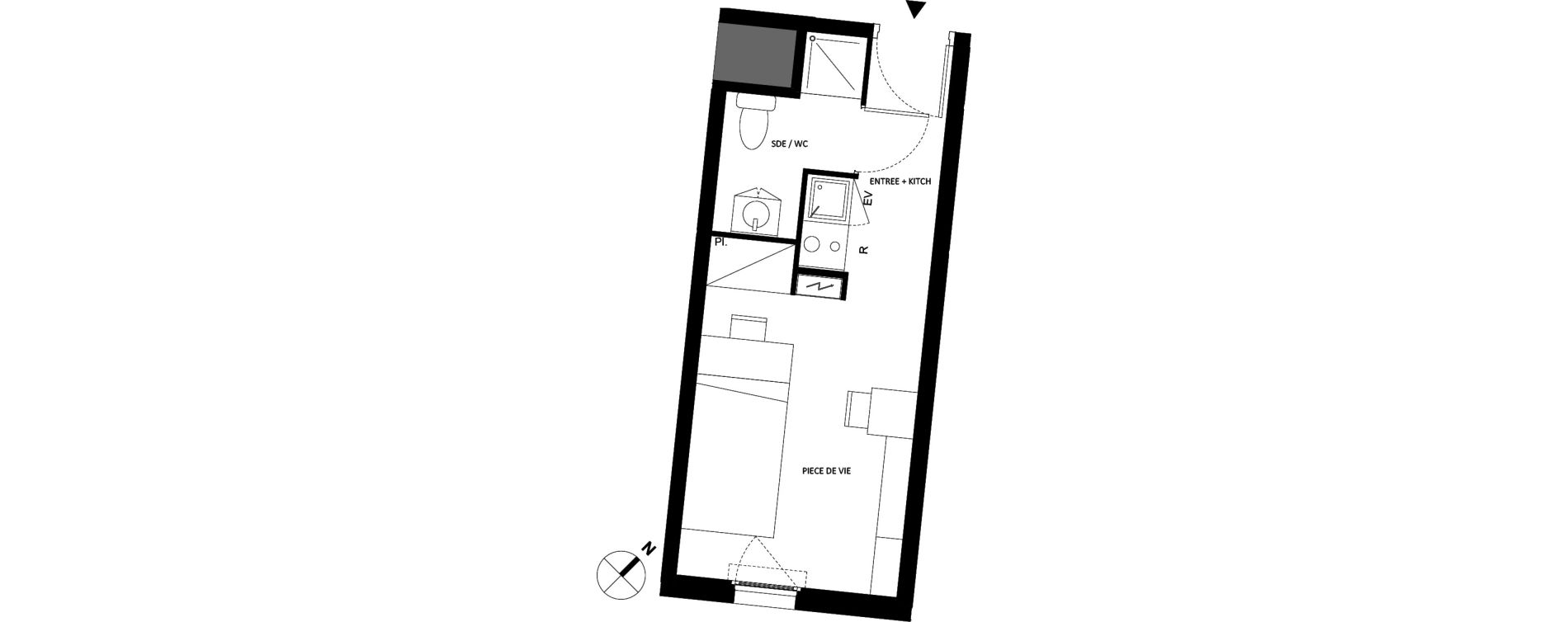 Appartement T1 de 19,25 m2 &agrave; Fontainebleau Centre