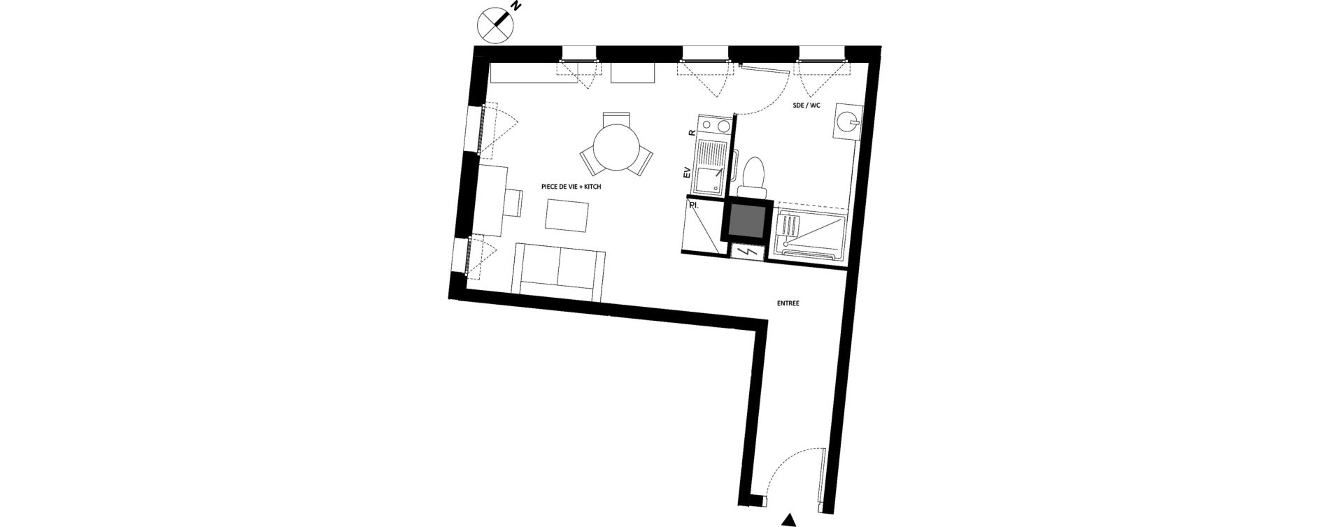 Appartement T1 de 30,79 m2 &agrave; Fontainebleau Centre