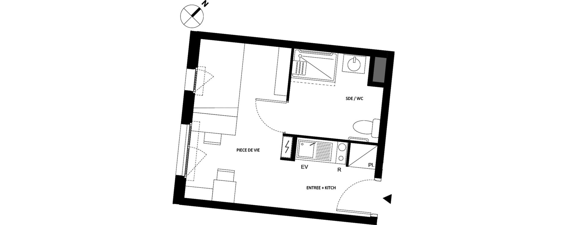 Appartement T1 de 21,16 m2 &agrave; Fontainebleau Centre