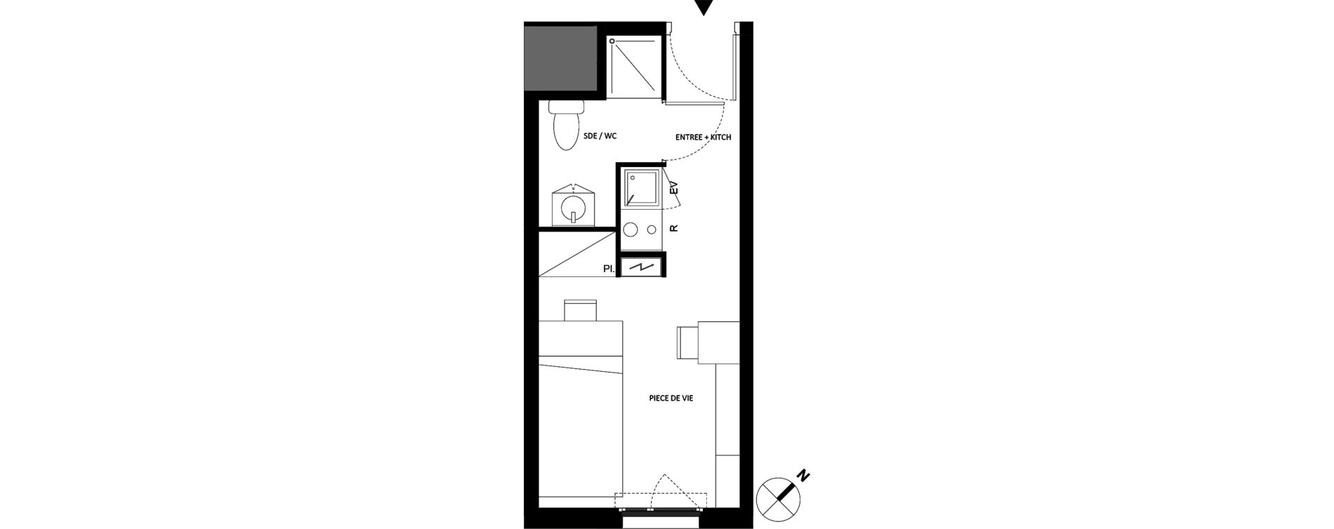 Appartement T1 de 18,11 m2 &agrave; Fontainebleau Centre