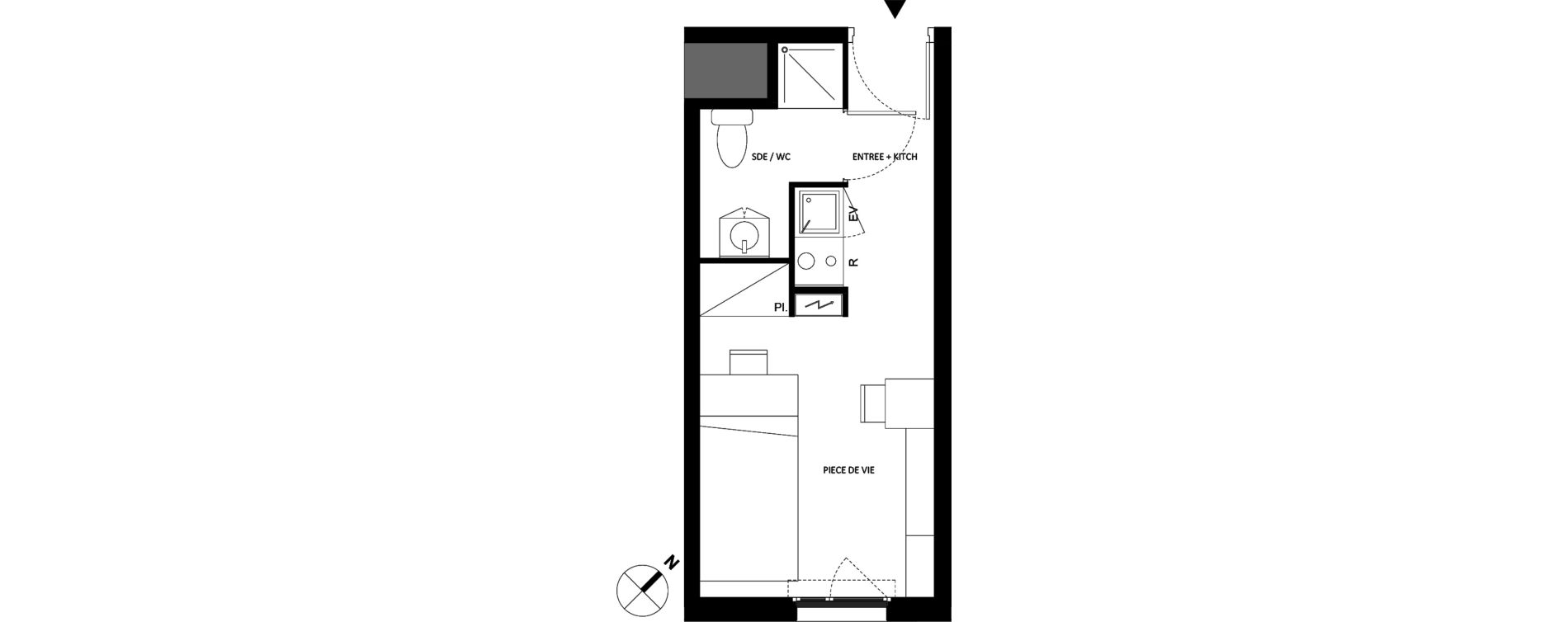 Appartement T1 de 18,18 m2 &agrave; Fontainebleau Centre