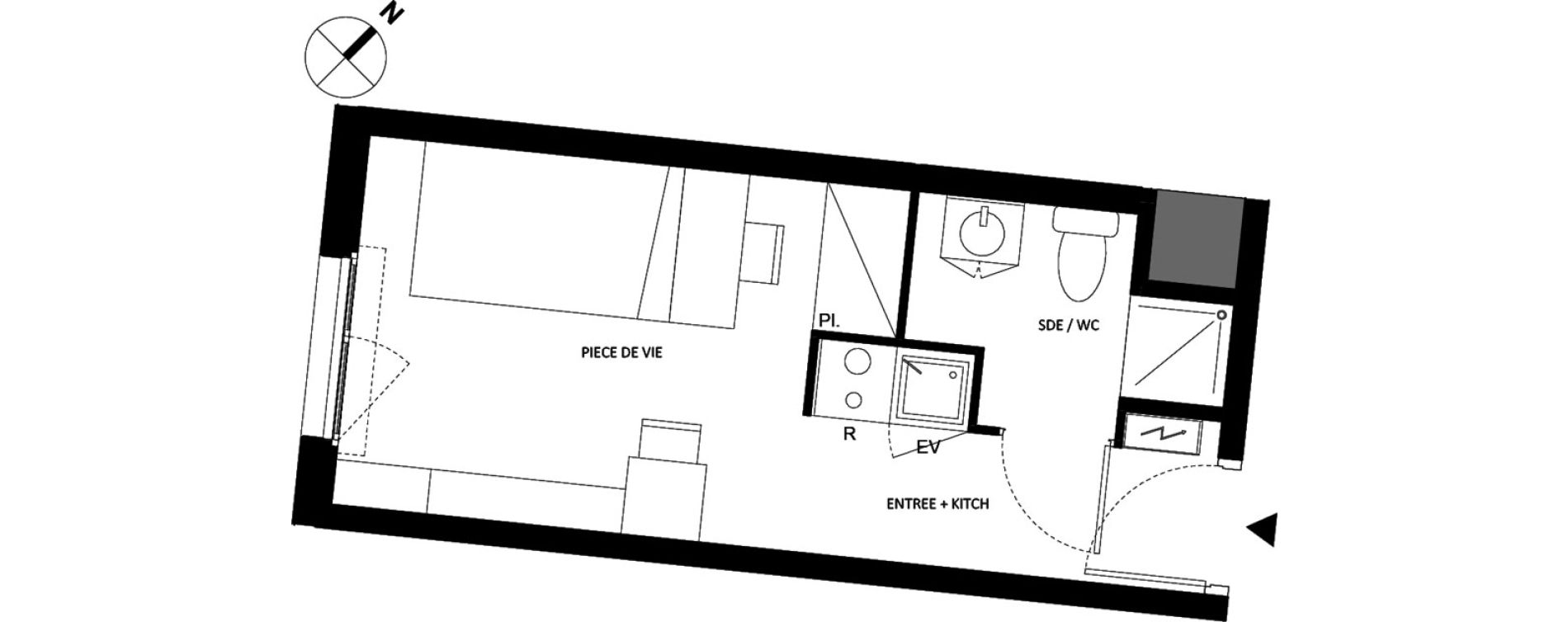 Appartement T1 de 18,41 m2 &agrave; Fontainebleau Centre