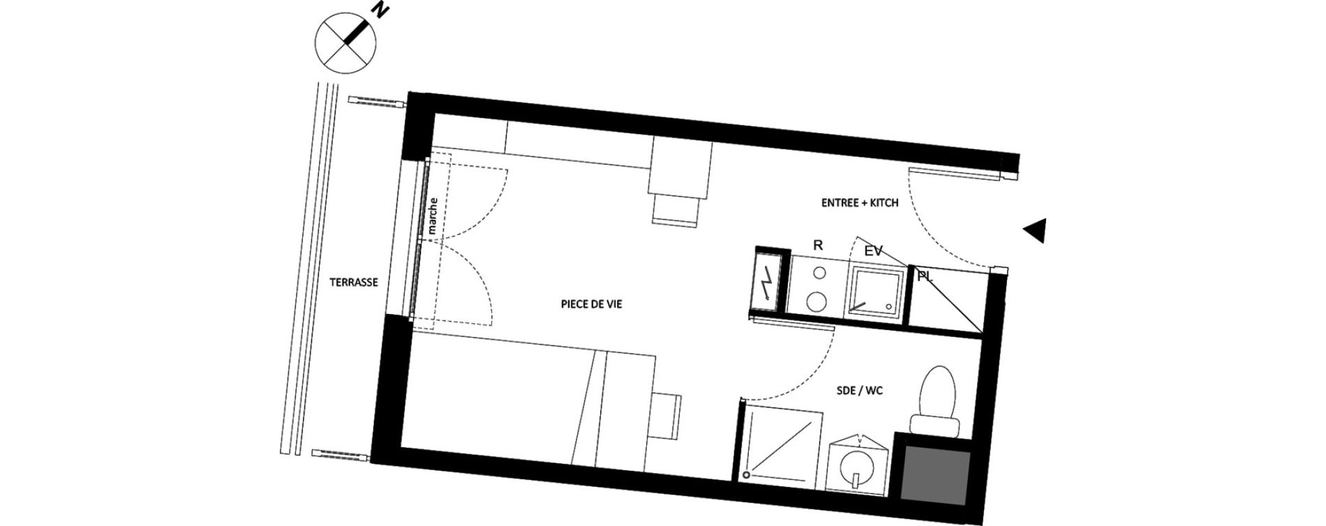 Appartement T1 de 19,19 m2 &agrave; Fontainebleau Centre