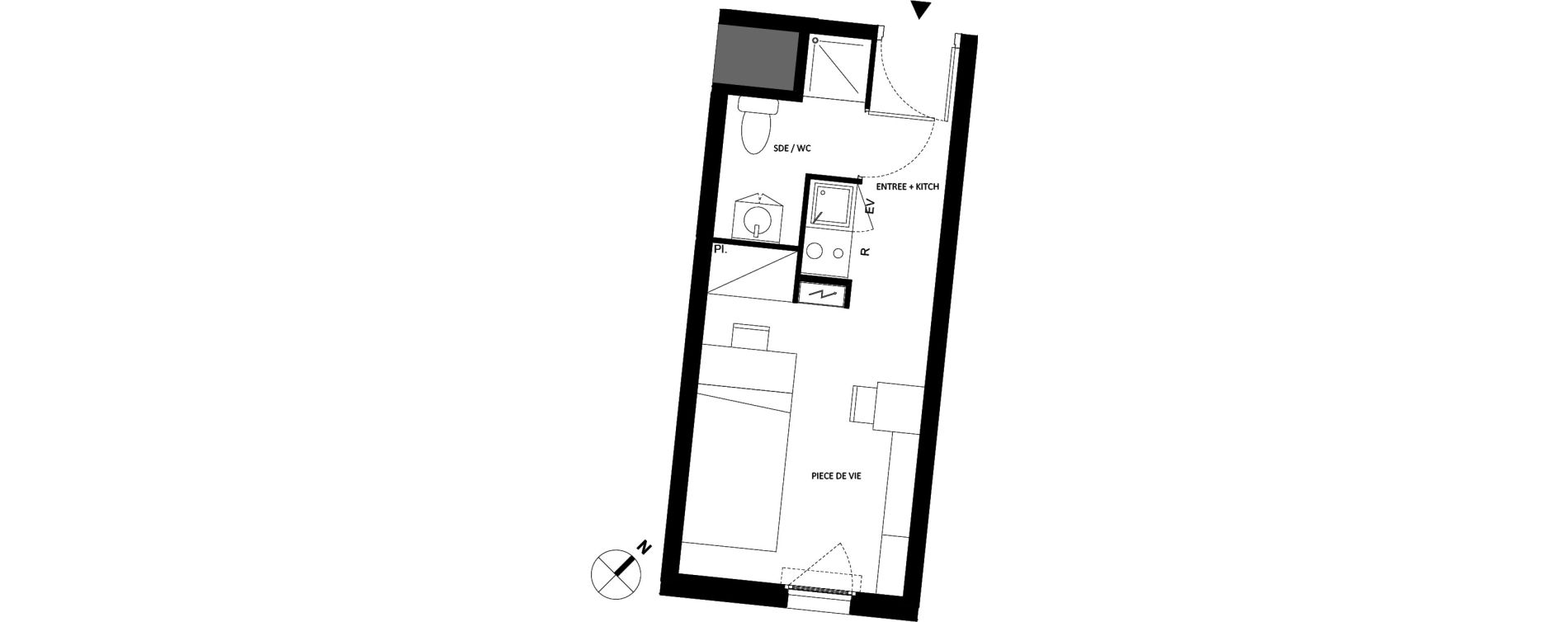 Appartement T1 de 18,62 m2 &agrave; Fontainebleau Centre