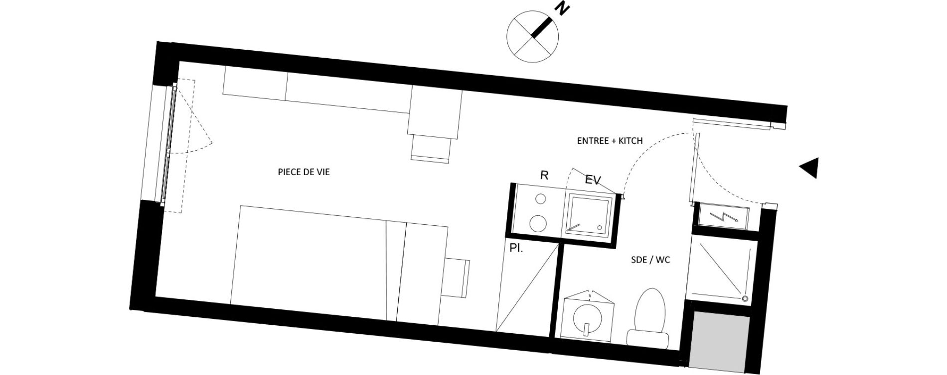 Appartement T1 de 19,58 m2 &agrave; Fontainebleau Centre