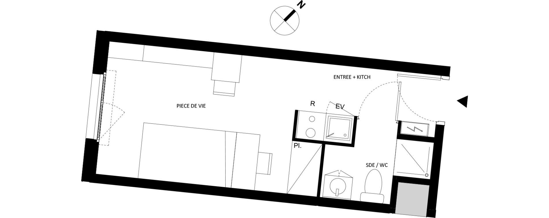 Appartement T1 de 19,57 m2 &agrave; Fontainebleau Centre