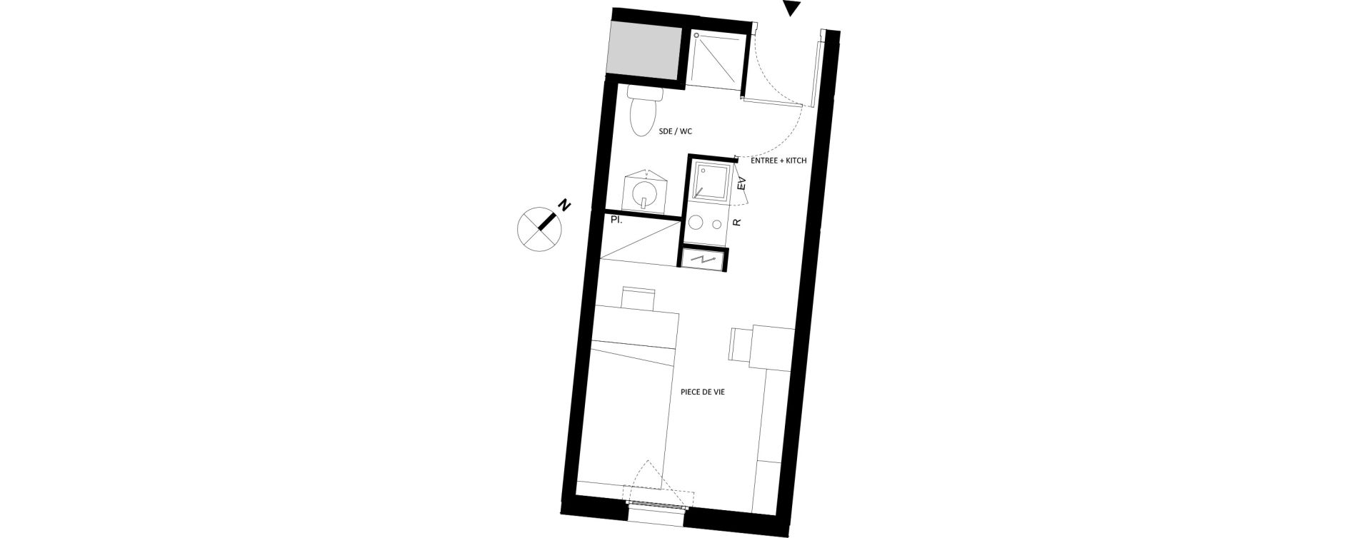Appartement T1 de 18,12 m2 &agrave; Fontainebleau Centre