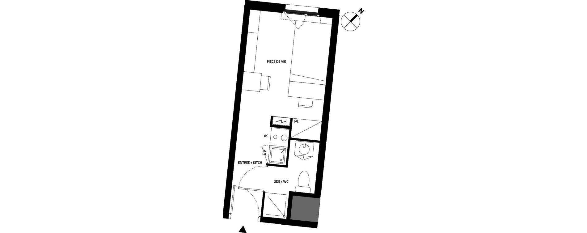 Appartement T1 de 17,37 m2 &agrave; Fontainebleau Centre
