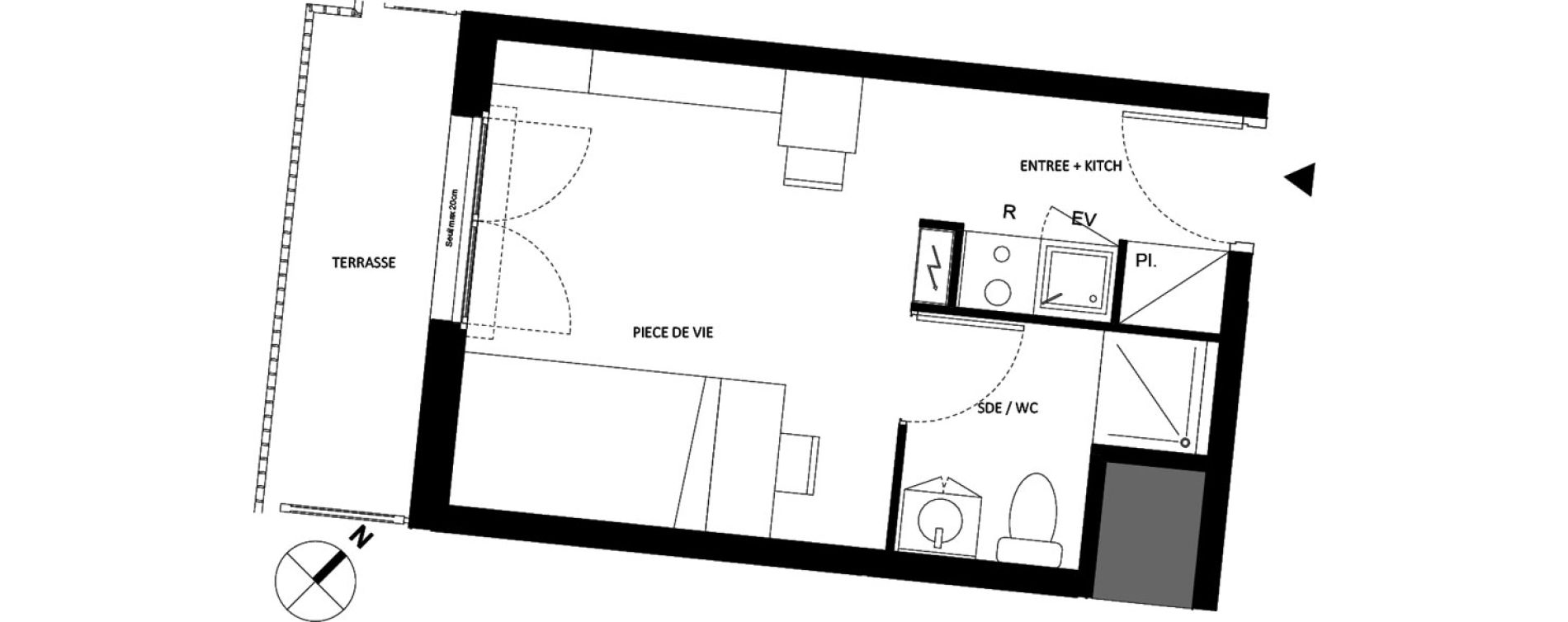 Appartement T1 de 19,96 m2 &agrave; Fontainebleau Centre