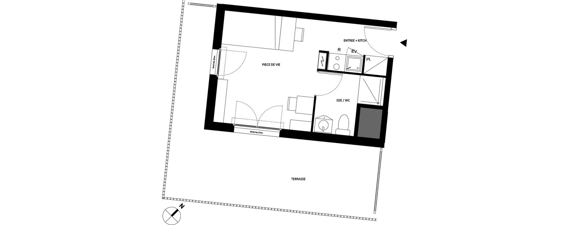 Appartement T1 de 21,35 m2 &agrave; Fontainebleau Centre