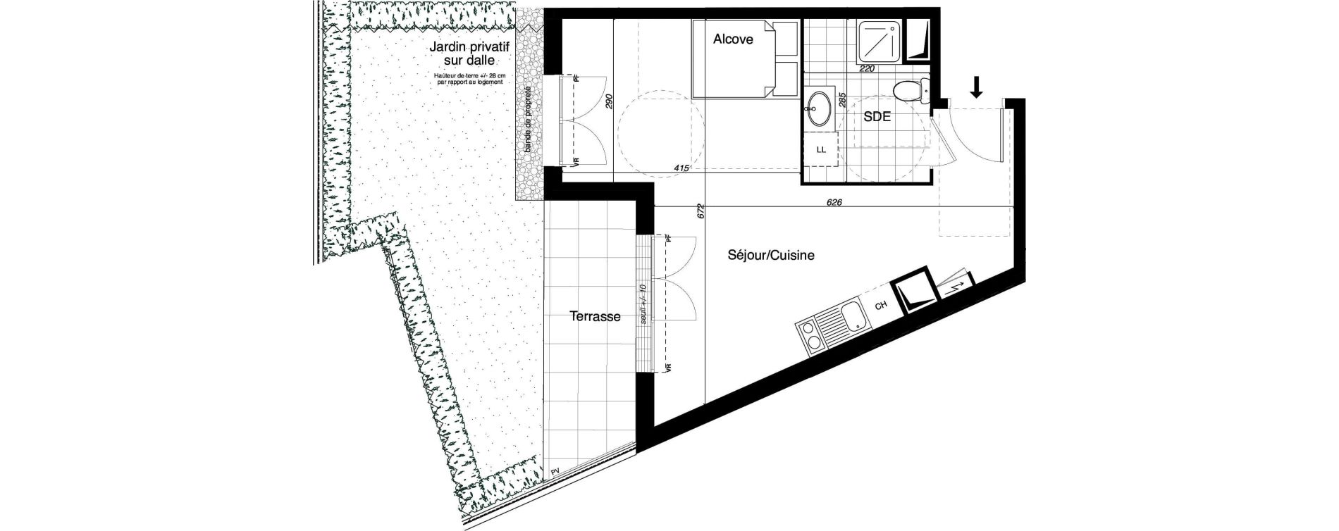 Appartement T1 de 36,77 m2 &agrave; Gretz-Armainvilliers Centre