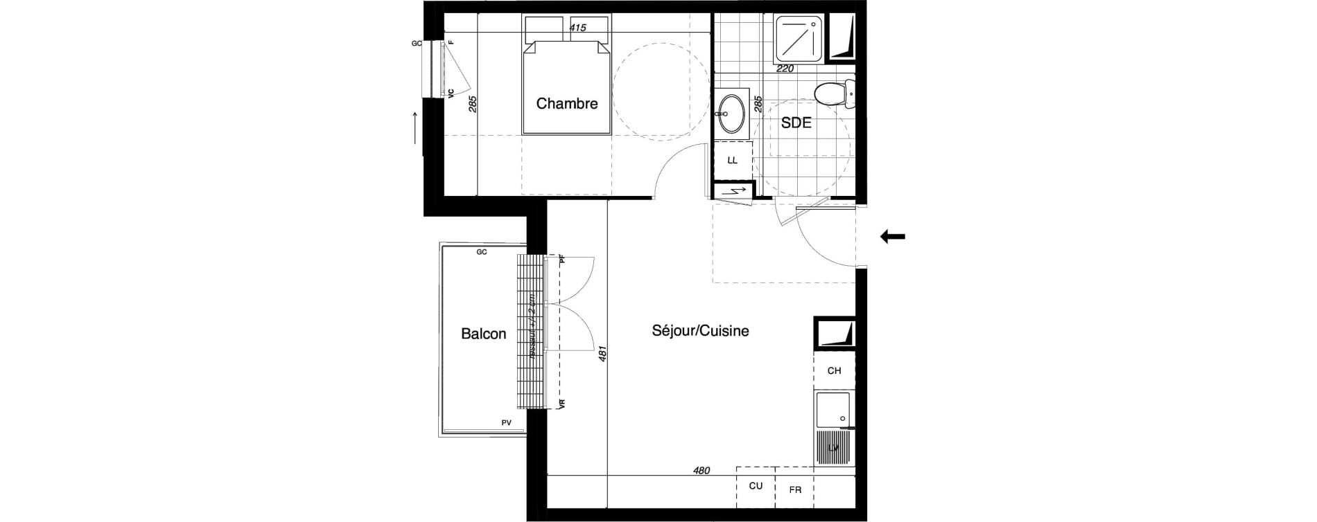 Appartement T2 de 40,28 m2 &agrave; Gretz-Armainvilliers Centre