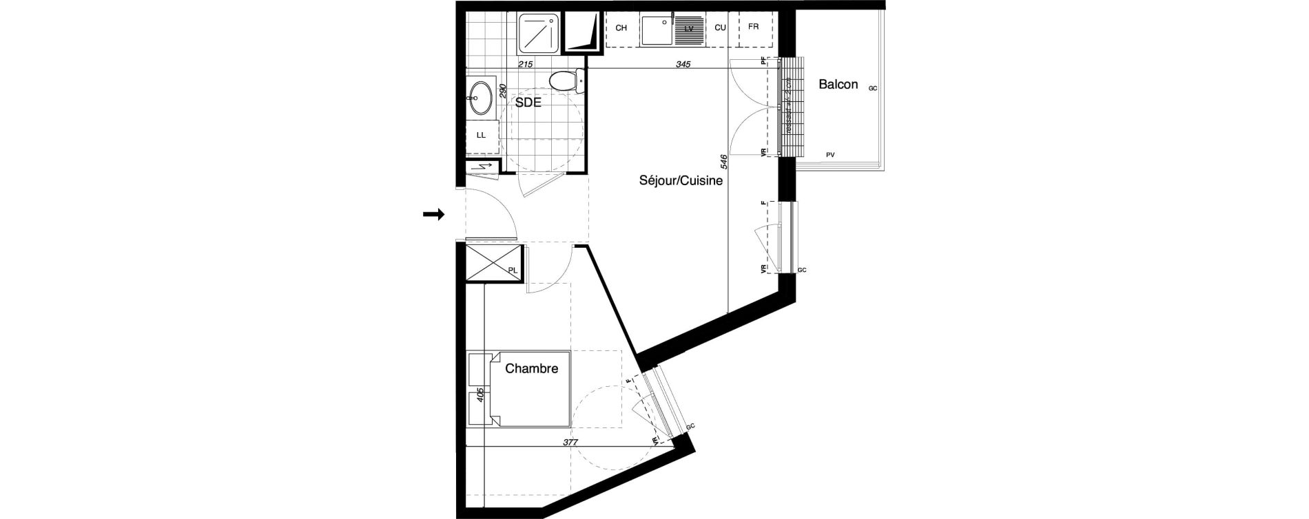 Appartement T2 de 40,89 m2 &agrave; Gretz-Armainvilliers Centre