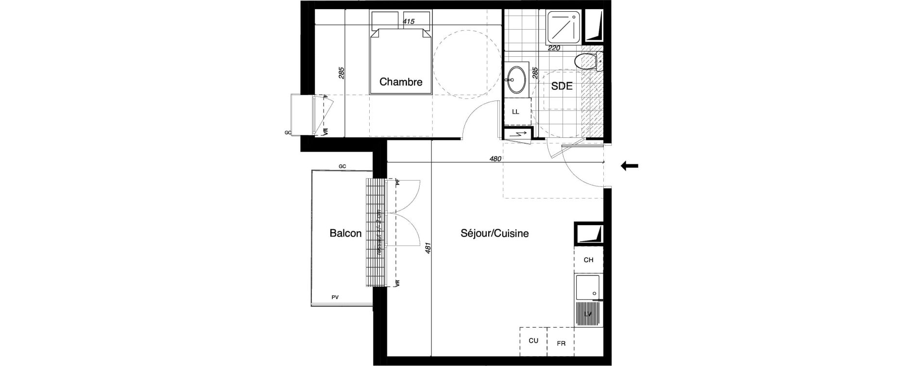 Appartement T2 de 40,28 m2 &agrave; Gretz-Armainvilliers Centre