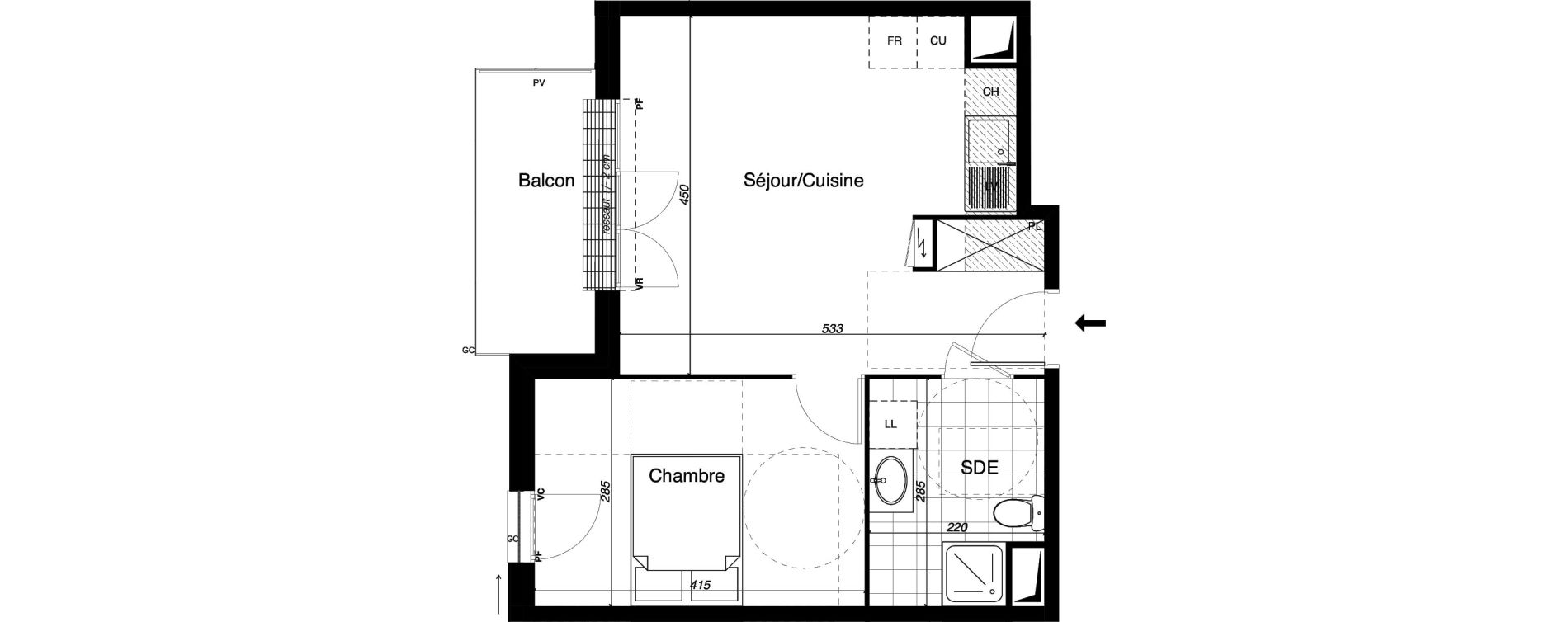 Appartement T2 de 40,11 m2 &agrave; Gretz-Armainvilliers Centre