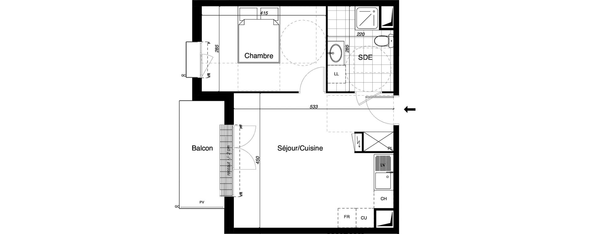Appartement T2 de 41,00 m2 &agrave; Gretz-Armainvilliers Centre