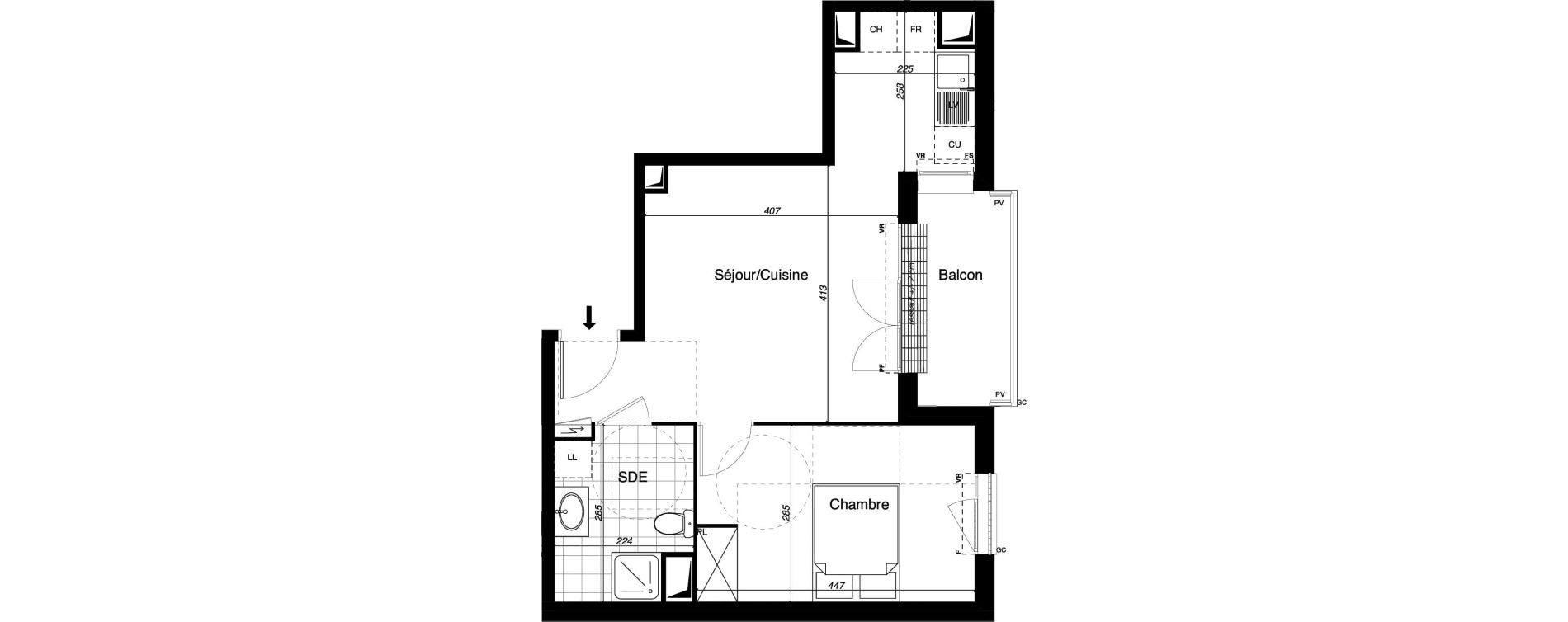 Appartement T2 de 42,13 m2 &agrave; Gretz-Armainvilliers Centre